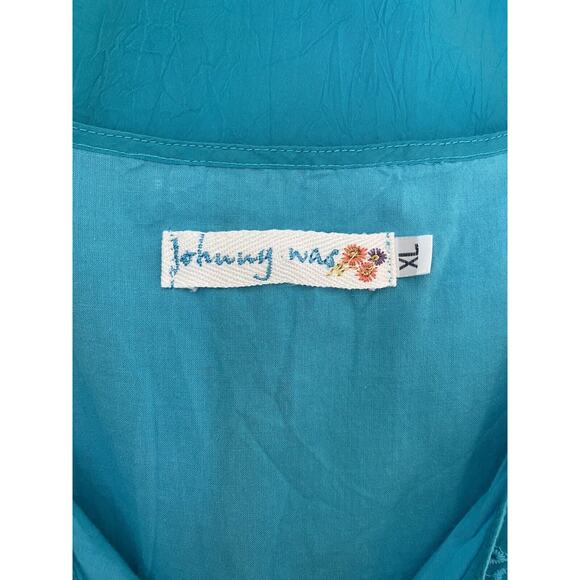 Johnny Was Midi Eyelet Embroidered Sleeveless Midi Dress Teal Aqua Turquoise XL - Picture 6 of 6